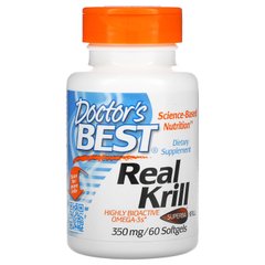 Масло криля, Real Krill with SuperBA Krill, Doctor's Best, 350 мг, 60 капсул