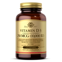 Натуральний вітамін Д3 Solgar (Vitamin D3) 250 мкг 10000 МО 120 гелевих капсул
