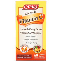Catalo Naturals, Жевательный витамин C, апельсиновый ананас, 200 мг, 60 жевательных таблеток купить в Киеве и Украине