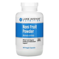 Органічний цілісний фруктовий порошок, Noni Fruit Powder, Organic Whole Fruit Powder, Lake Avenue Nutrition, 360 вегетаріанських капсул